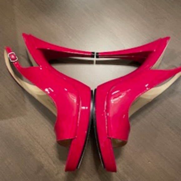 Via Spiga - Red Patent Slingback Peep-toe Heels - Size 8 - Picture 8 of 10
